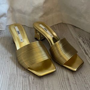 Zara Gold Heel slides never been worn